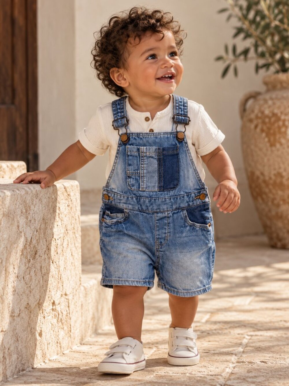 Zara Baby Boy Denim Short Overalls Dungarees Light Wash 9-12 Months 80cm